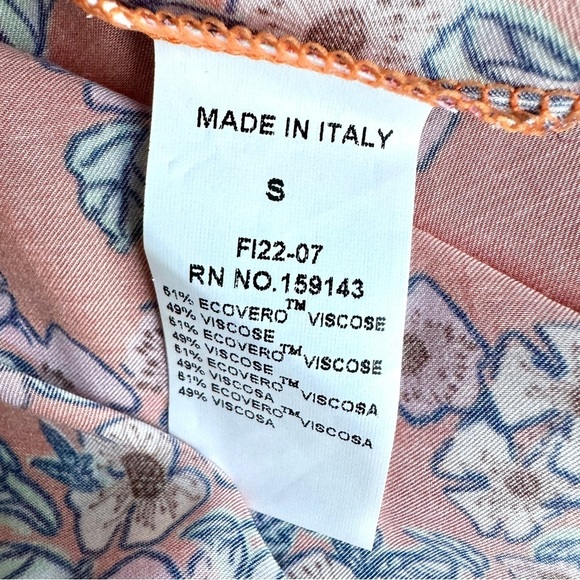 FRNCH Vera Top Gigliola Print Orange Floral Tie Italian Made Feminine Romantic S - Picture 13 of 14